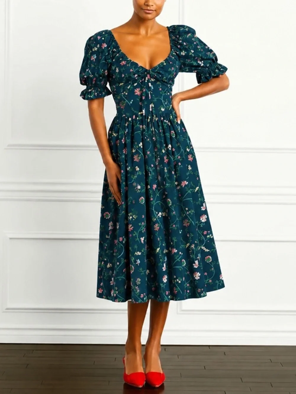 soulful pom pom midi dress self-portrait - Blue Pointelle peplum Knit midi dress